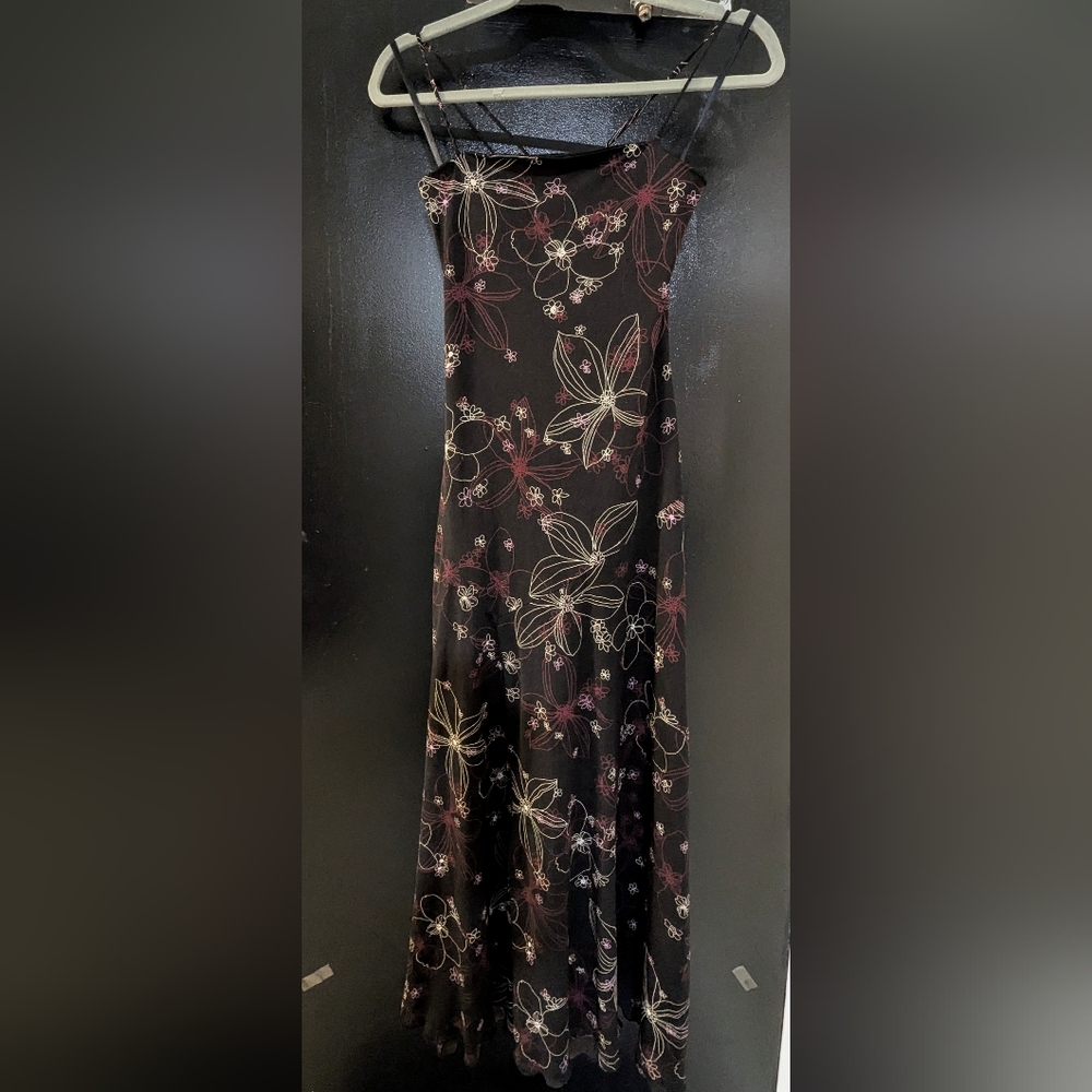 Floral Print Black Dress